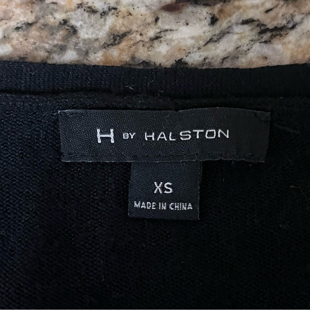 H by Halston Black Long Sleeve Draped Crossover Open Front Cardigan Womens XS - Picture 8 of 9